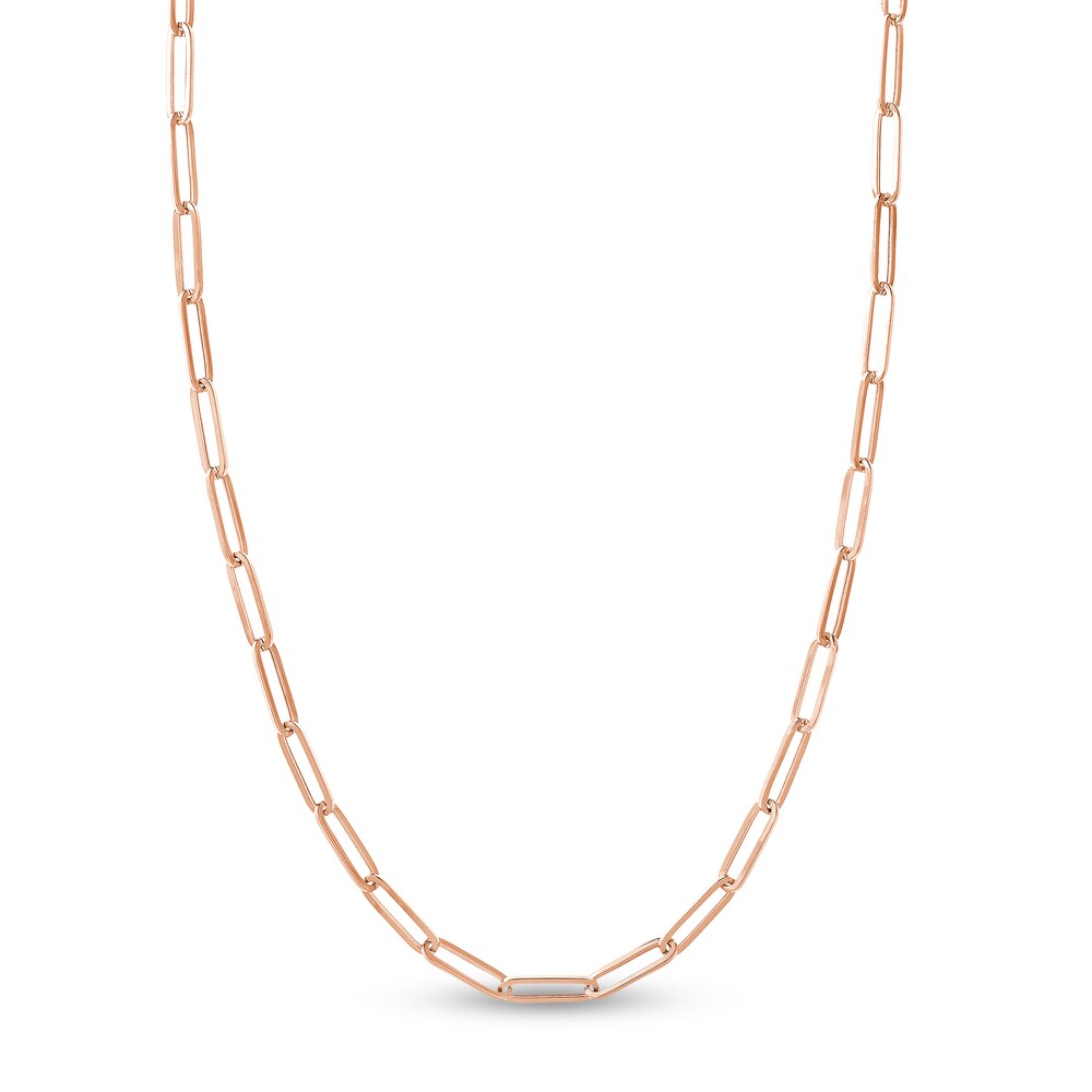 Paper Clip Chain Necklace 14K Rose Gold 20" Yzrmgknh
