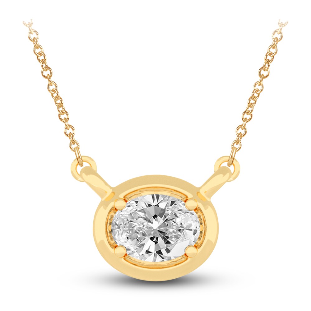 Diamond Pendant Necklace 1/4 ct tw Oval 14K Yellow Gold 18" (I1,I) Z8C4nMnO