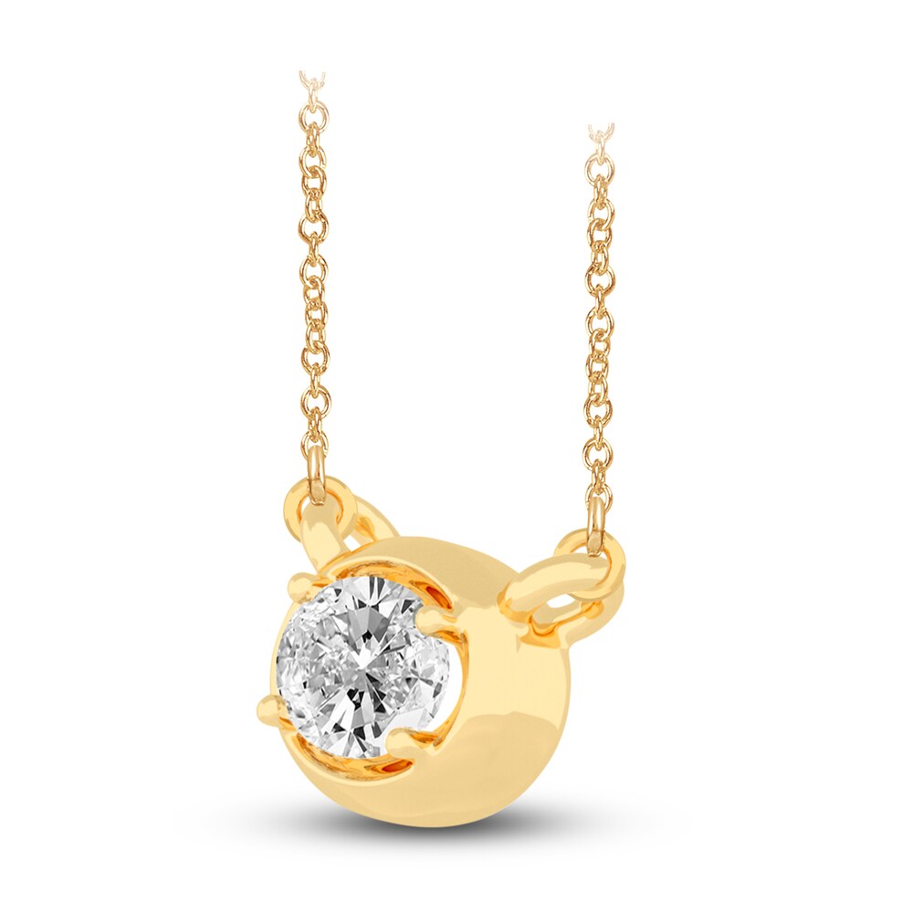 Diamond Pendant Necklace 1/4 ct tw Oval 14K Yellow Gold 18\" (I1,I) Z8C4nMnO