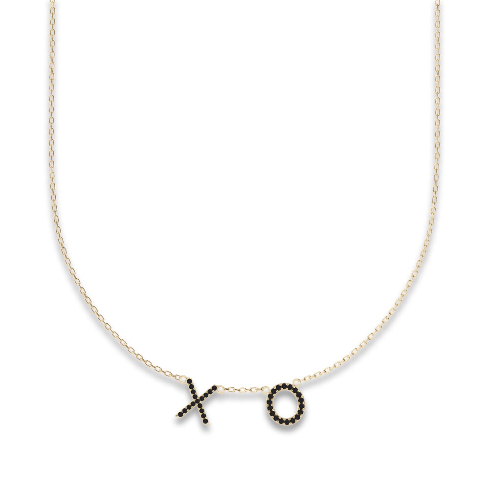 Juliette Maison Black Diamond Station Name Necklace 1/2 ct tw Round 10K Yellow Gold ZCUVlDxi