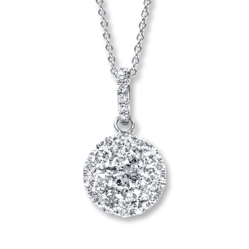 Diamond Necklace 2 ct tw Round-cut 14K White Gold ZJRl1W9G