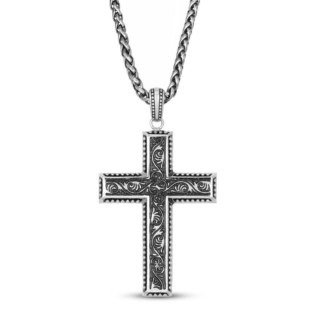 Antique Cross Necklace Stainless Steel 24" ZKWgSNAt