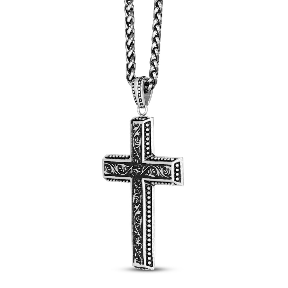 Antique Cross Necklace Stainless Steel 24\" ZKWgSNAt
