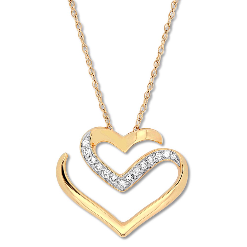 Chevron Heart Necklace 1/10 ct tw Diamonds 10K Yellow Gold ZMeufkVw