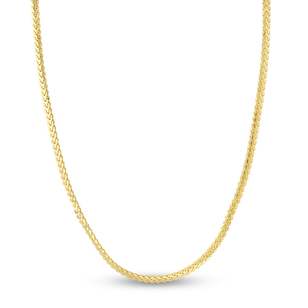 Flat Bombe Franco Chain Necklace 14K Yellow Gold 22" ZNV3Ejfv