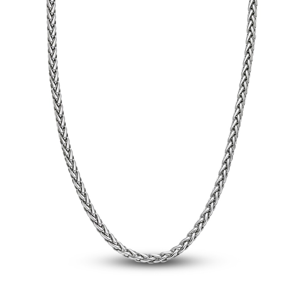 Men\'s Wheat Chain Necklace Stainless Steel 24\" ZPFfLeXL