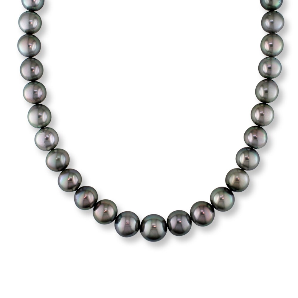 Cultured Pearl Necklace 1/20 ct tw Diamonds 14K White Gold Zd0htuaz