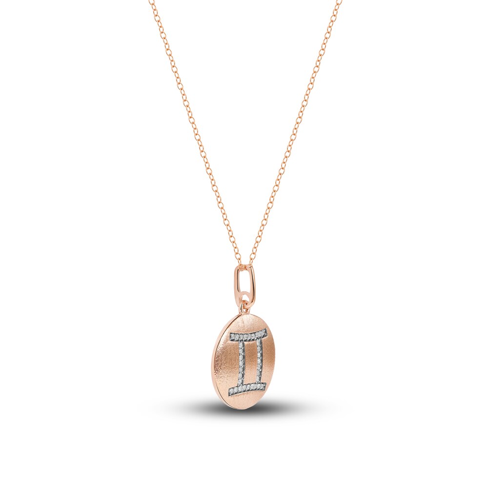 Diamond Gemini Zodiac Pendant Necklace 1/10 ct tw Round 14K Rose Gold ZfjXUhQ4