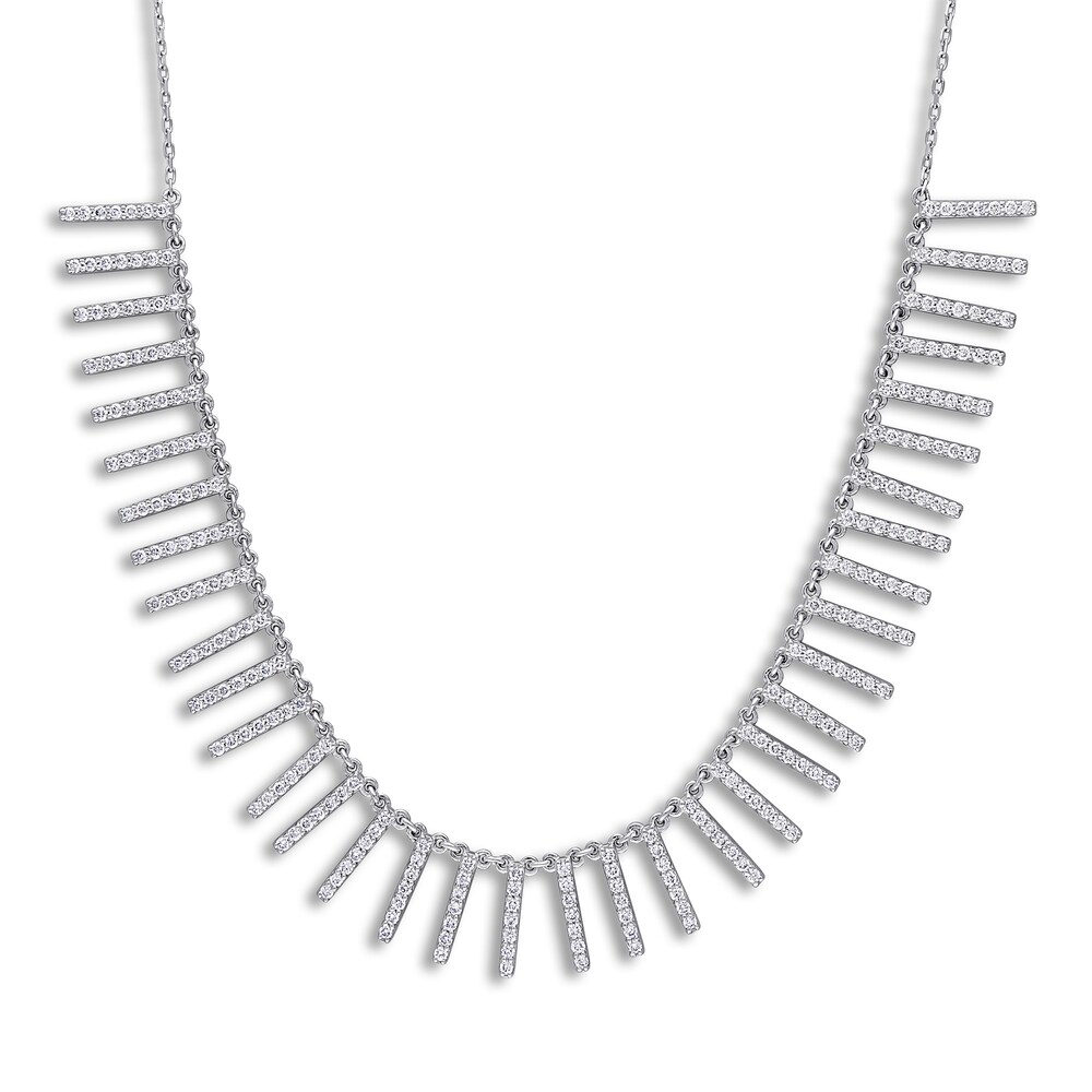 Diamond Spike Necklace 1-1/2 ct tw Round 14K White Gold 16.25" ZiJxu0eU