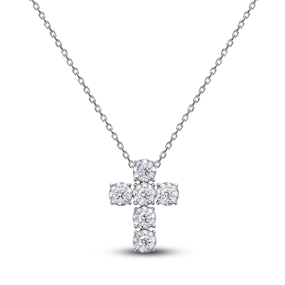 Diamond Cross Pendant Necklace 1 ct tw Round 14K White Gold 18" ZiZxt7rb