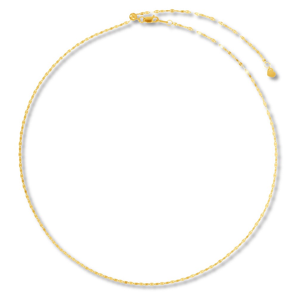 Mirror Chain Necklace 14K Yellow Gold 20" Adjustable Zv9XVxFY