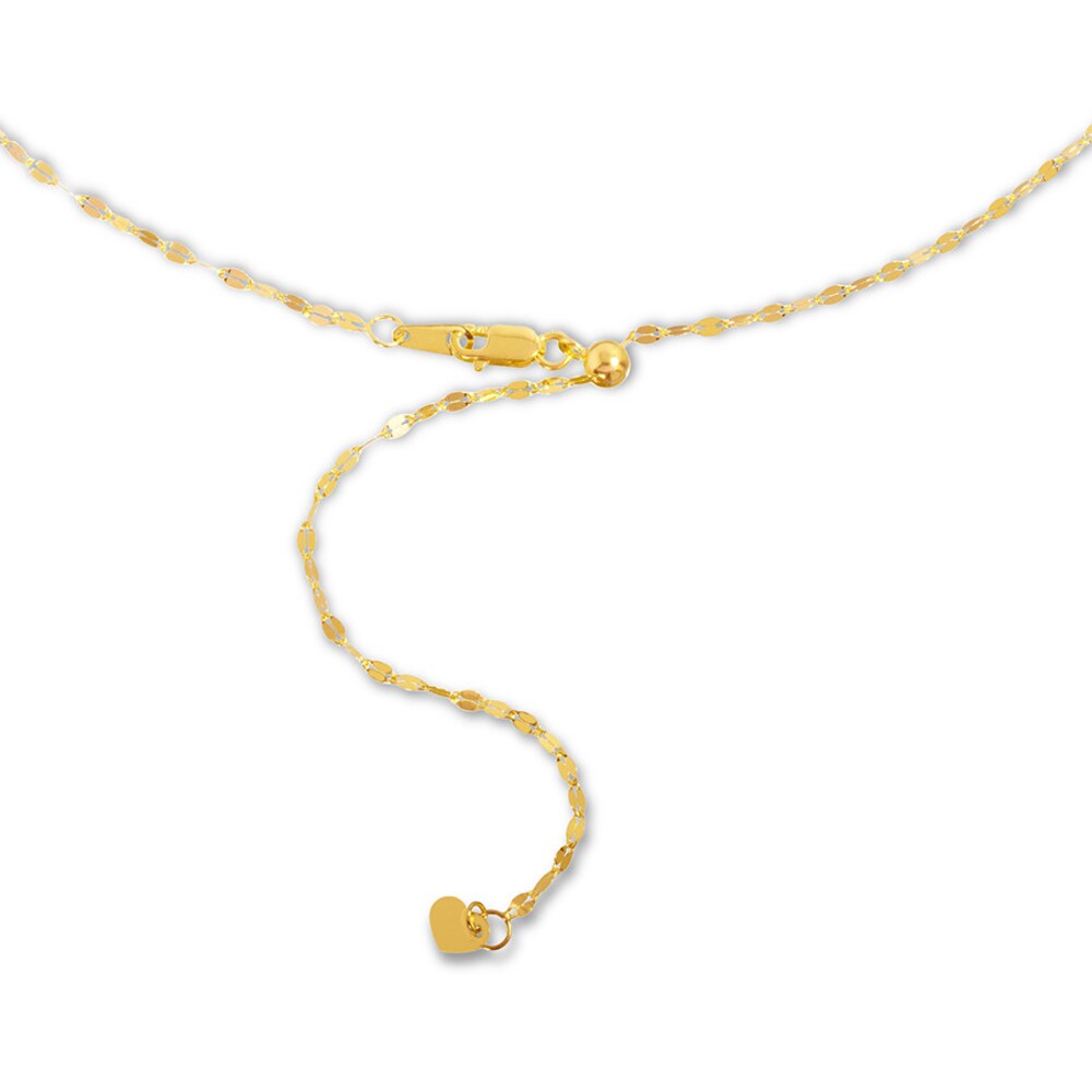 Mirror Chain Necklace 14K Yellow Gold 20\" Adjustable Zv9XVxFY