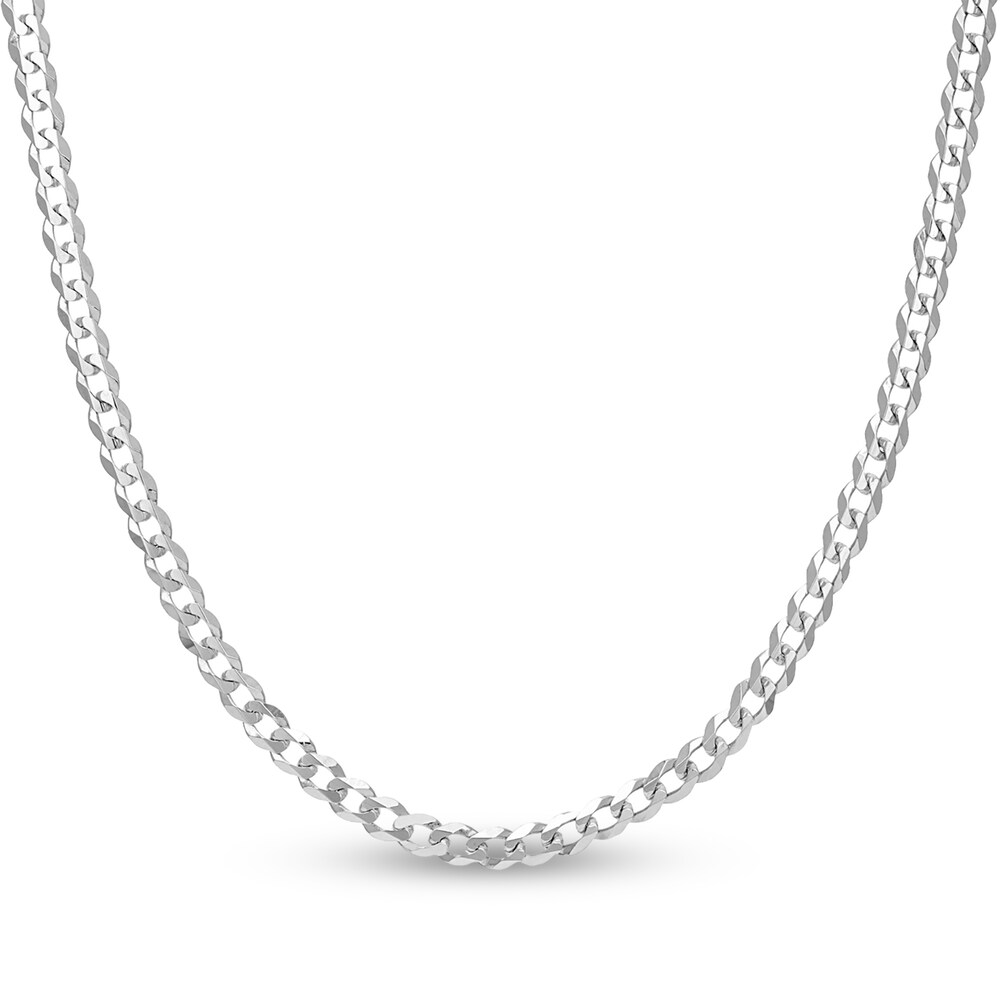 Light Cuban Link Necklace 14K White Gold 18\" ZxMLr64R