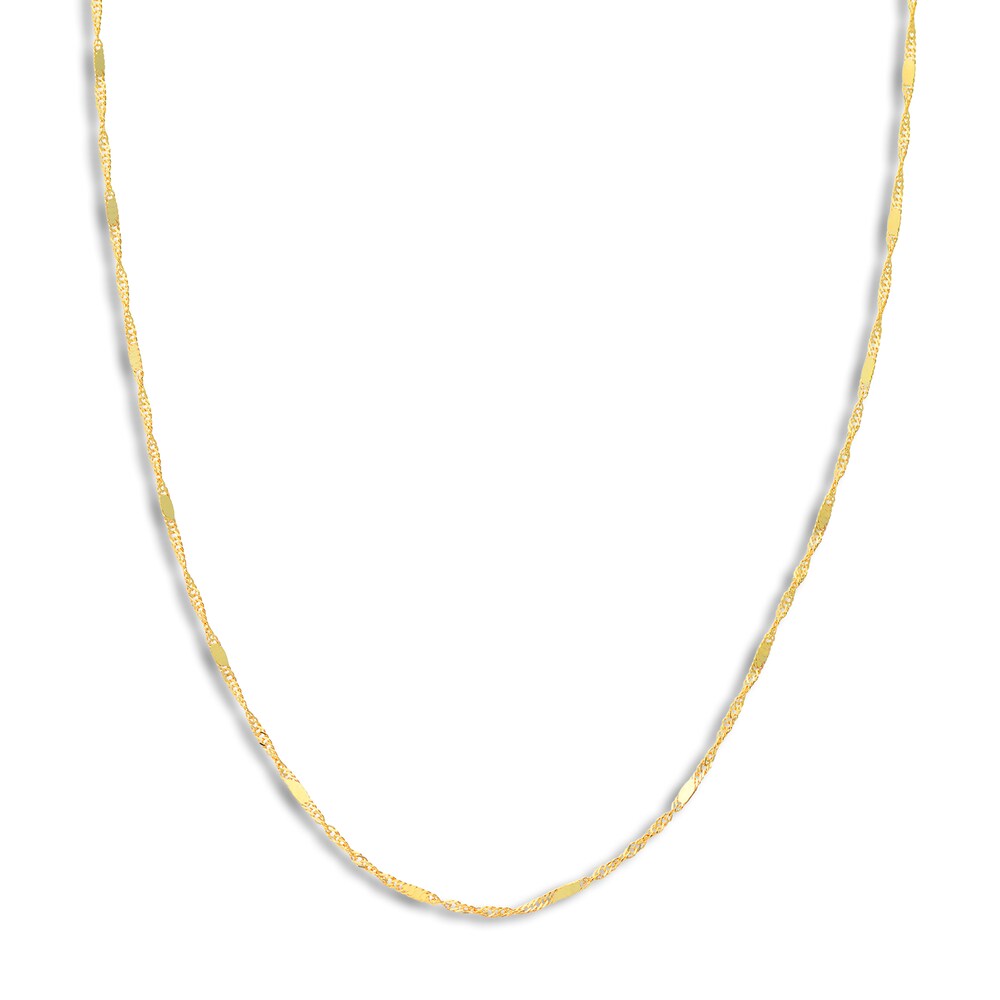 Singapore Chain Necklace 14K Yellow Gold 20" ZzMpQyrT