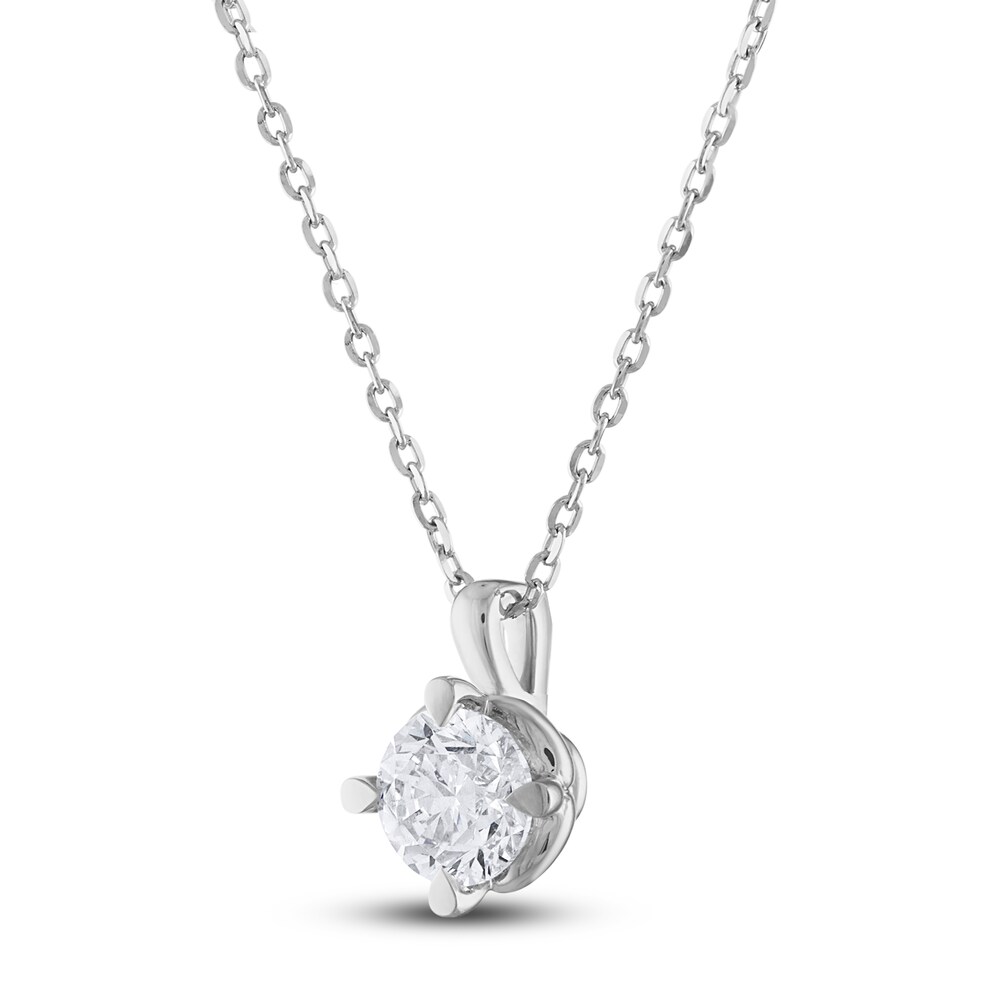 Diamond Solitaire Necklace 1/2 ct tw Round 14K White Gold (I2/I) a0wdE5bN