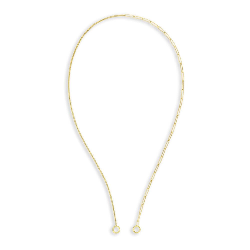 Paperclip/Curb Split Chain Necklace 14K Yellow Gold 20" a3MQSmkc