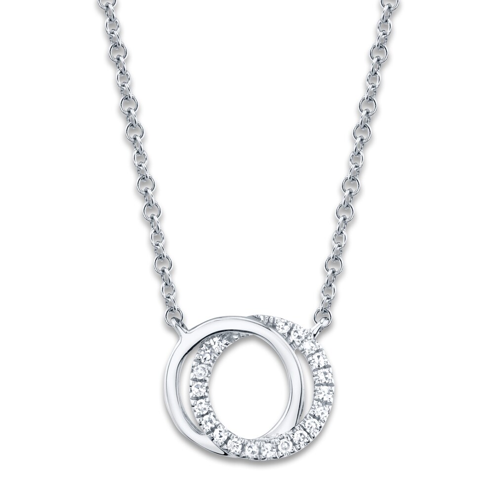 Shy Creation Diamond Circle Necklace 1/20 ct tw Round 14K White Gold 18" SC55009637 a4RvpoaZ