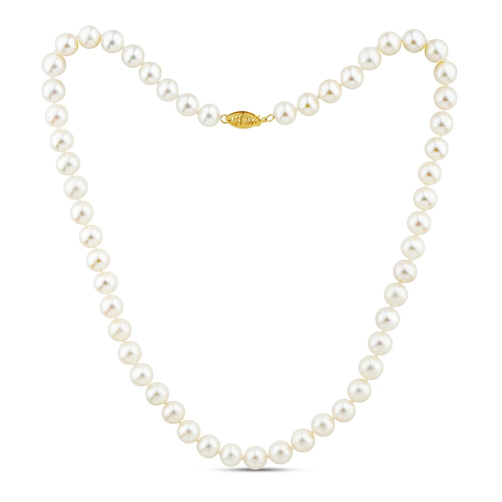 Cultured Pearl Necklace 14K Yellow Gold 18" a5xSUvfx