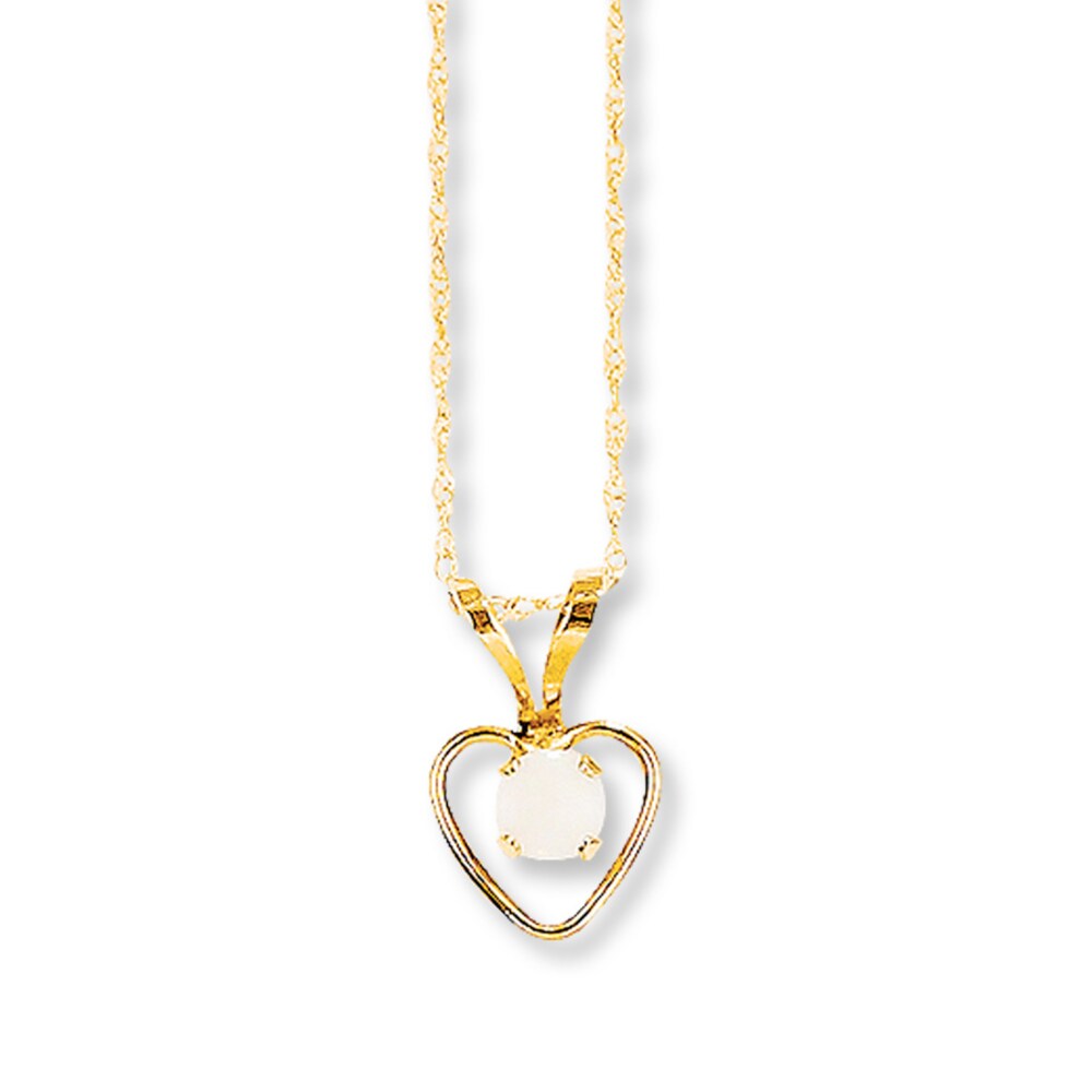 Opal Heart Necklace 14K Yellow Gold aFMZLq9a