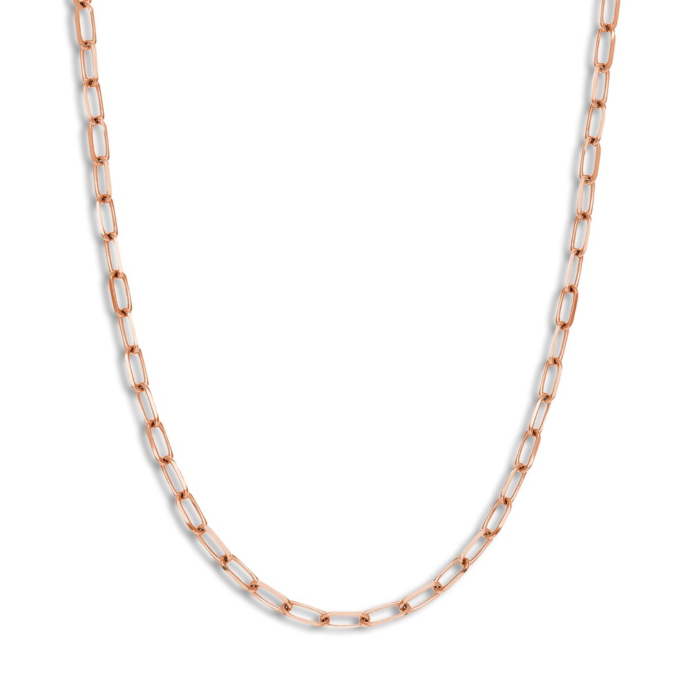 Paper Clip Chain Necklace 14K Rose Gold 18" aFc2Jj1J