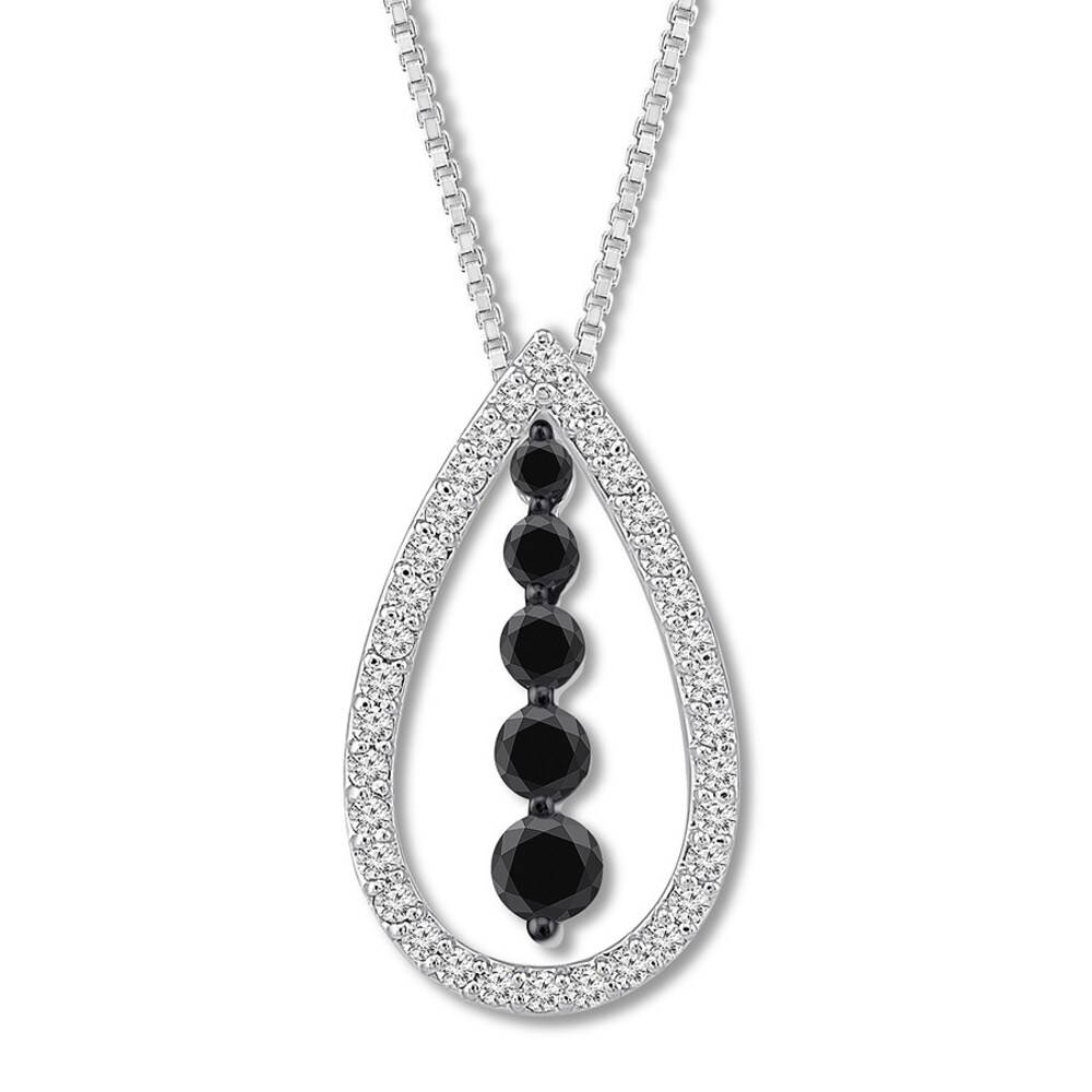 Black/White Diamond Necklace 1/2 ct tw 10K White Gold aIRfrHnD