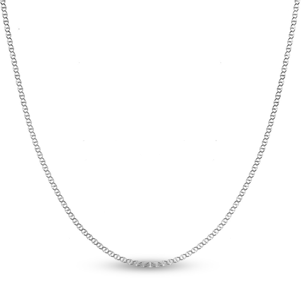 Flat Mariner Chain Necklace 14K White Gold 18" aJKrGLLq