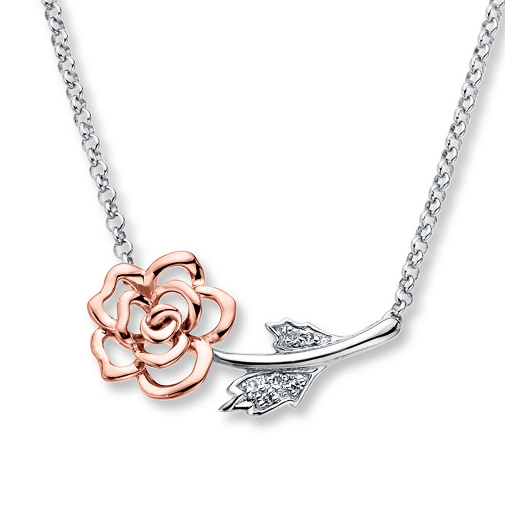 Rose Necklace Diamond Accents Sterling Silver/10K Gold aK1RiQL9
