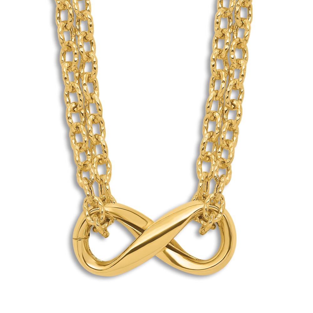 High-Polish 2-Strand Infinity Necklace 14K Yellow Gold aR0CLjFM