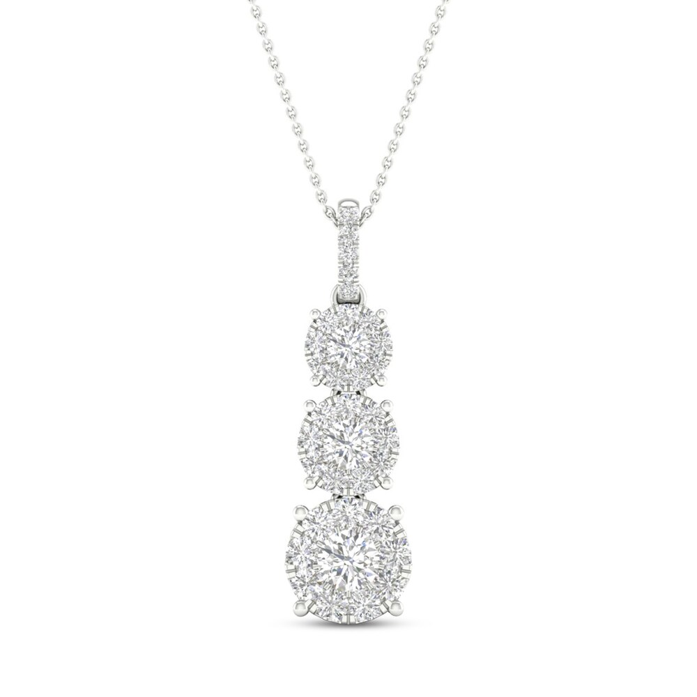 Diamond 3-Stone Necklace 1 ct tw Round 10K White Gold aTgwu9JQ