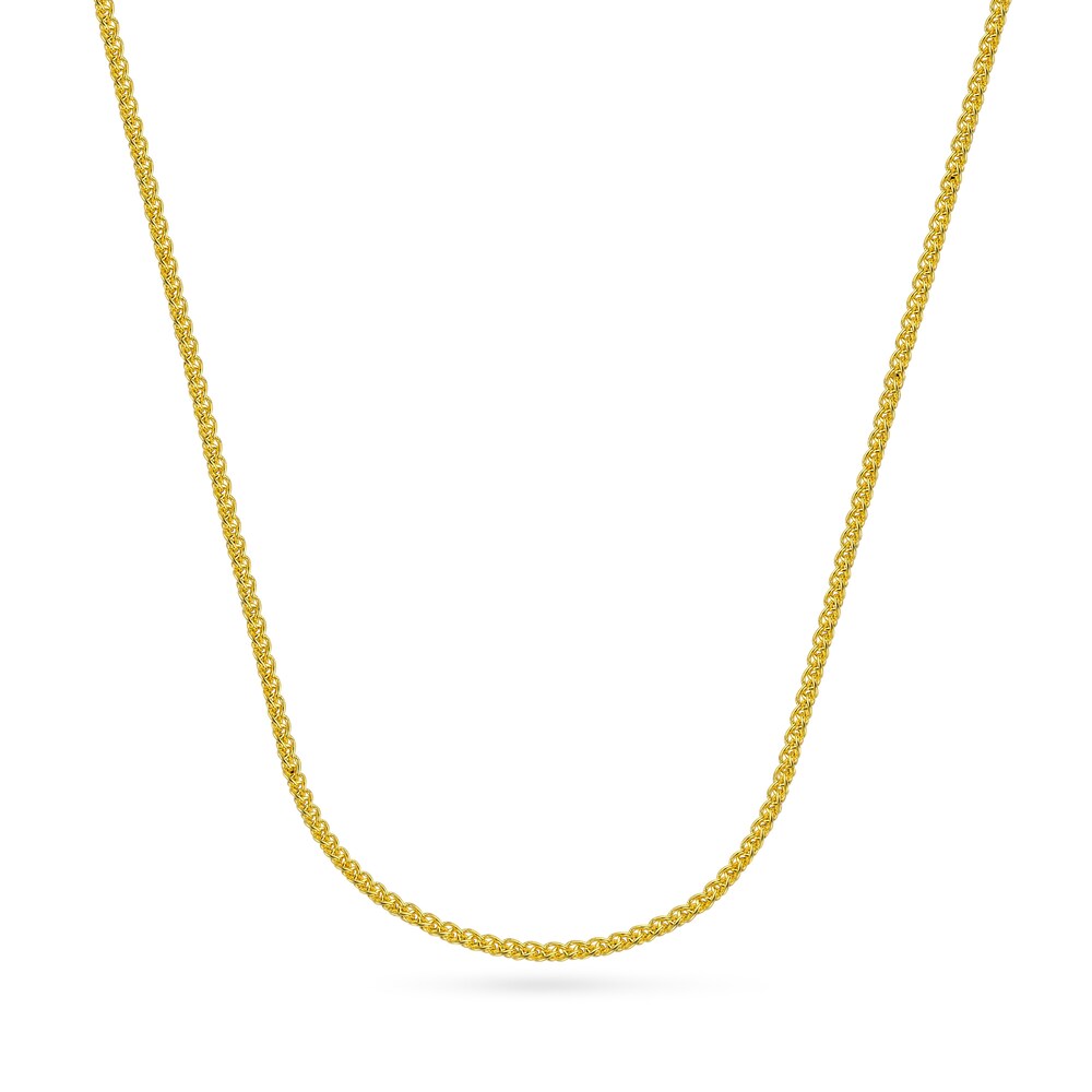 Men\'s Round Wheat Chain Necklace 18K Yellow Gold 16\" ab6j9mYd