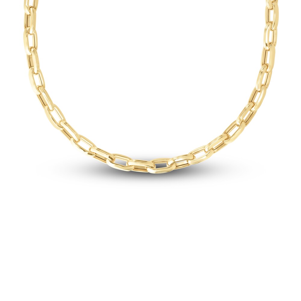 Paper Clip Chain Necklace 14K Yellow Gold 24" abWlVJy1