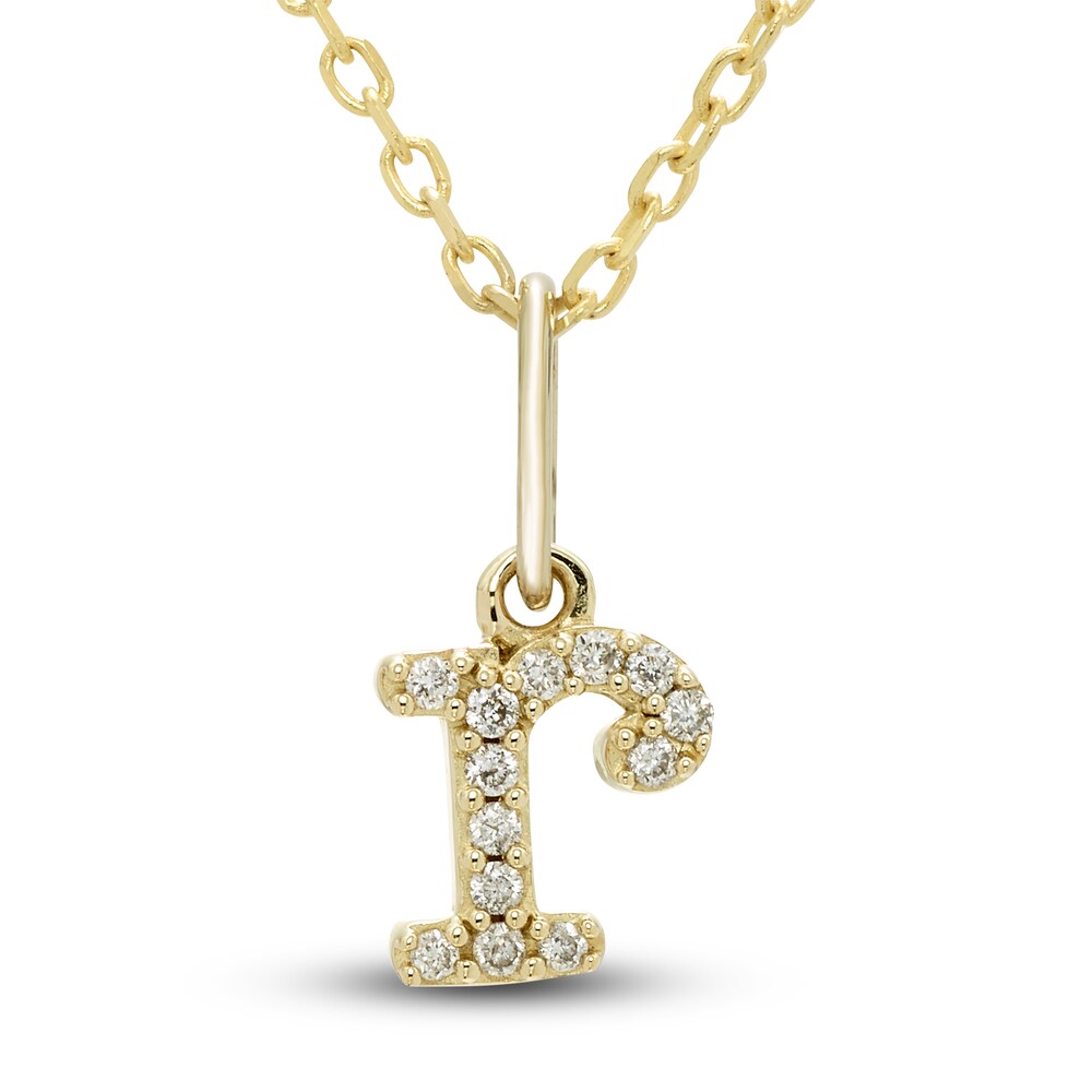 Diamond Initial R Pendant Necklace 1/20 ct tw Round 10K Yellow Gold 18" adiebFCN