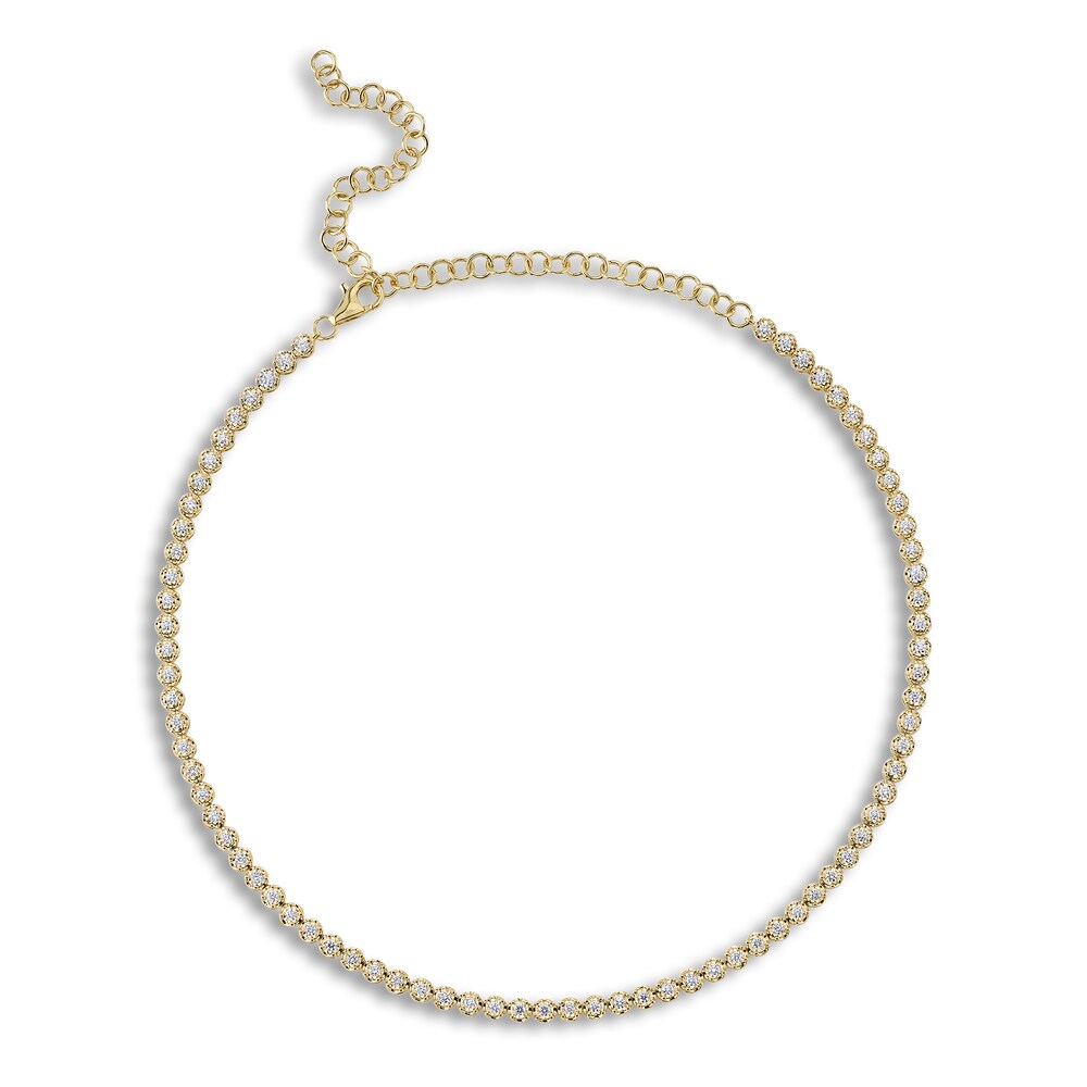 Shy Creation Diamond Tennis Necklace 1-7/8 ct tw Round 14K Yellow Gold 18" SC55024327V2 asVUszn2