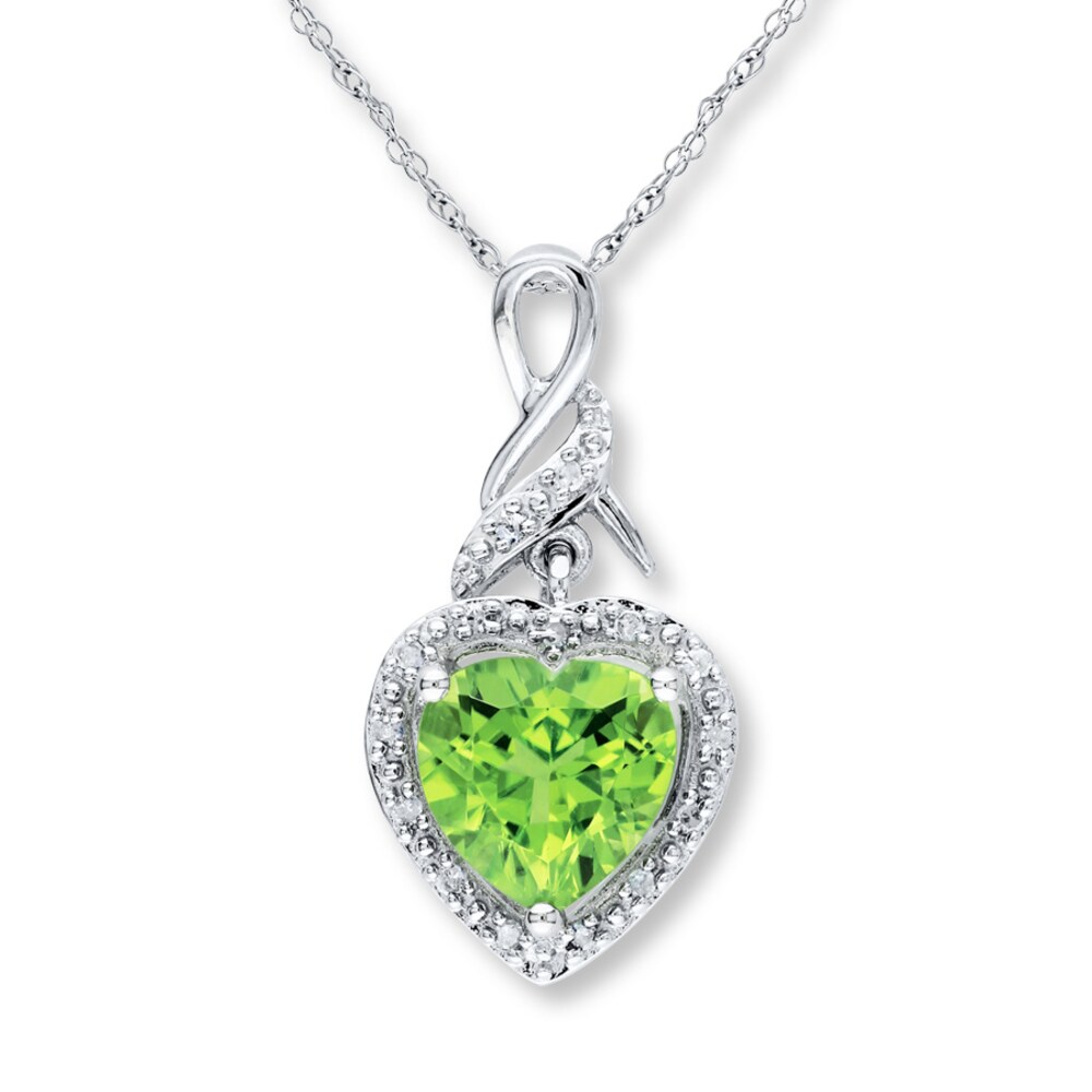 Peridot Heart Necklace 1/20 ct tw Diamonds Sterling Silver atuBZjB5