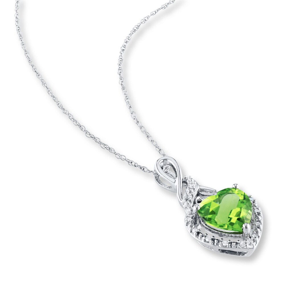 Peridot Heart Necklace 1/20 ct tw Diamonds Sterling Silver atuBZjB5