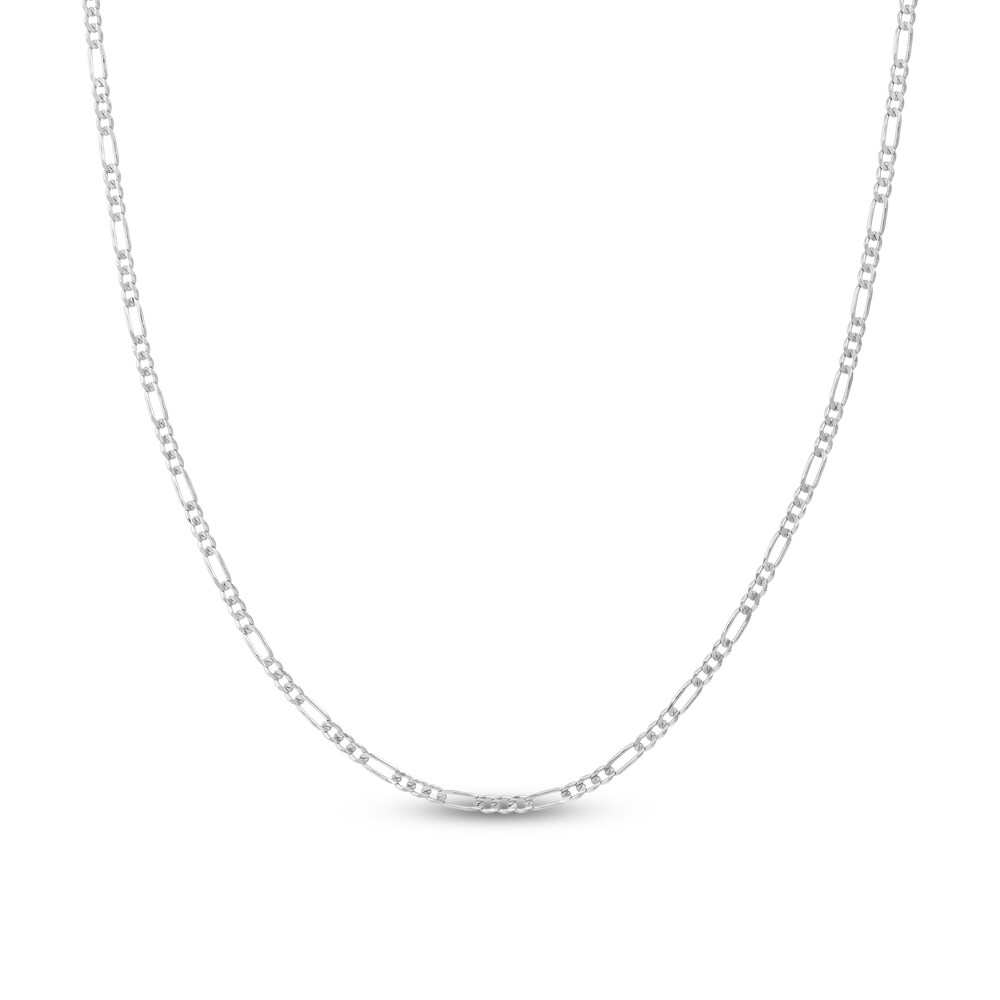 Figaro Chain Necklace 14K White Gold 16" aytofBCo