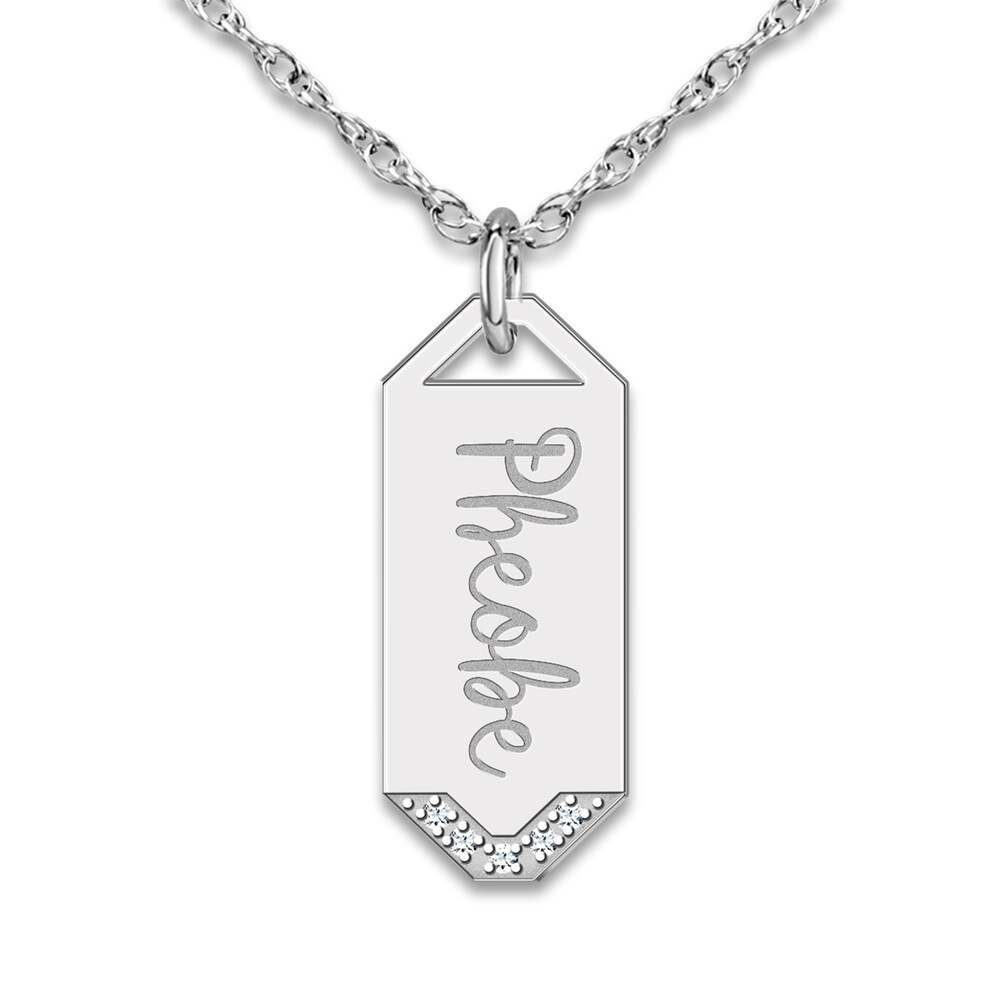 Initial Pendant Necklace Diamond Accents 10K White Gold 18\" b1rI1YY5 [b1rI1YY5]