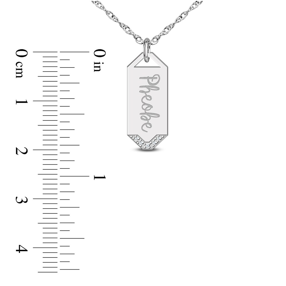 Initial Pendant Necklace Diamond Accents 10K White Gold 18\" b1rI1YY5