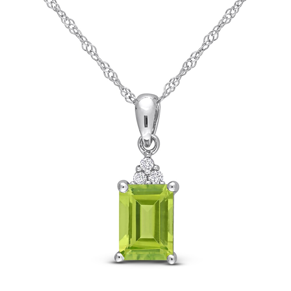 Natural Peridot Necklace Diamond Accent 10K White Gold b9HrmizV