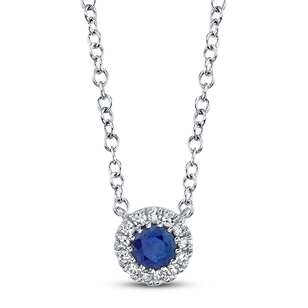 Shy Creation Sapphire Necklace with Diamonds 14K White Gold SC55002751 b9PrefBO