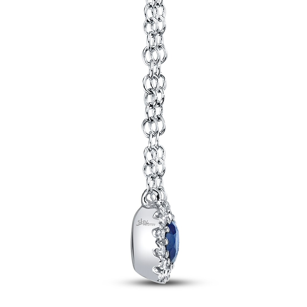 Shy Creation Sapphire Necklace with Diamonds 14K White Gold SC55002751 b9PrefBO