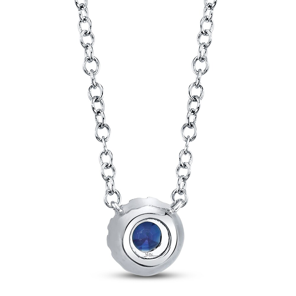 Shy Creation Sapphire Necklace with Diamonds 14K White Gold SC55002751 b9PrefBO