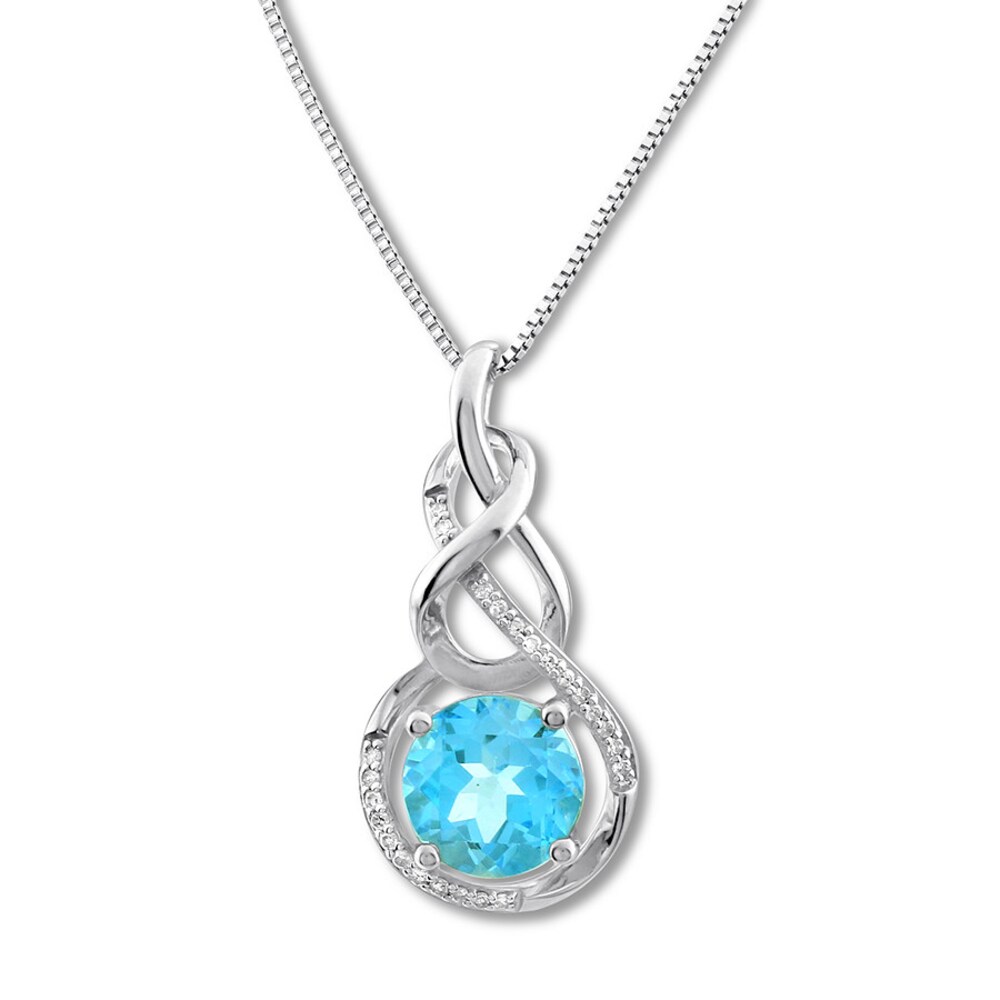 Blue Topaz Necklace 1/15 ct tw Diamonds Sterling Silver b9w4Vmg4