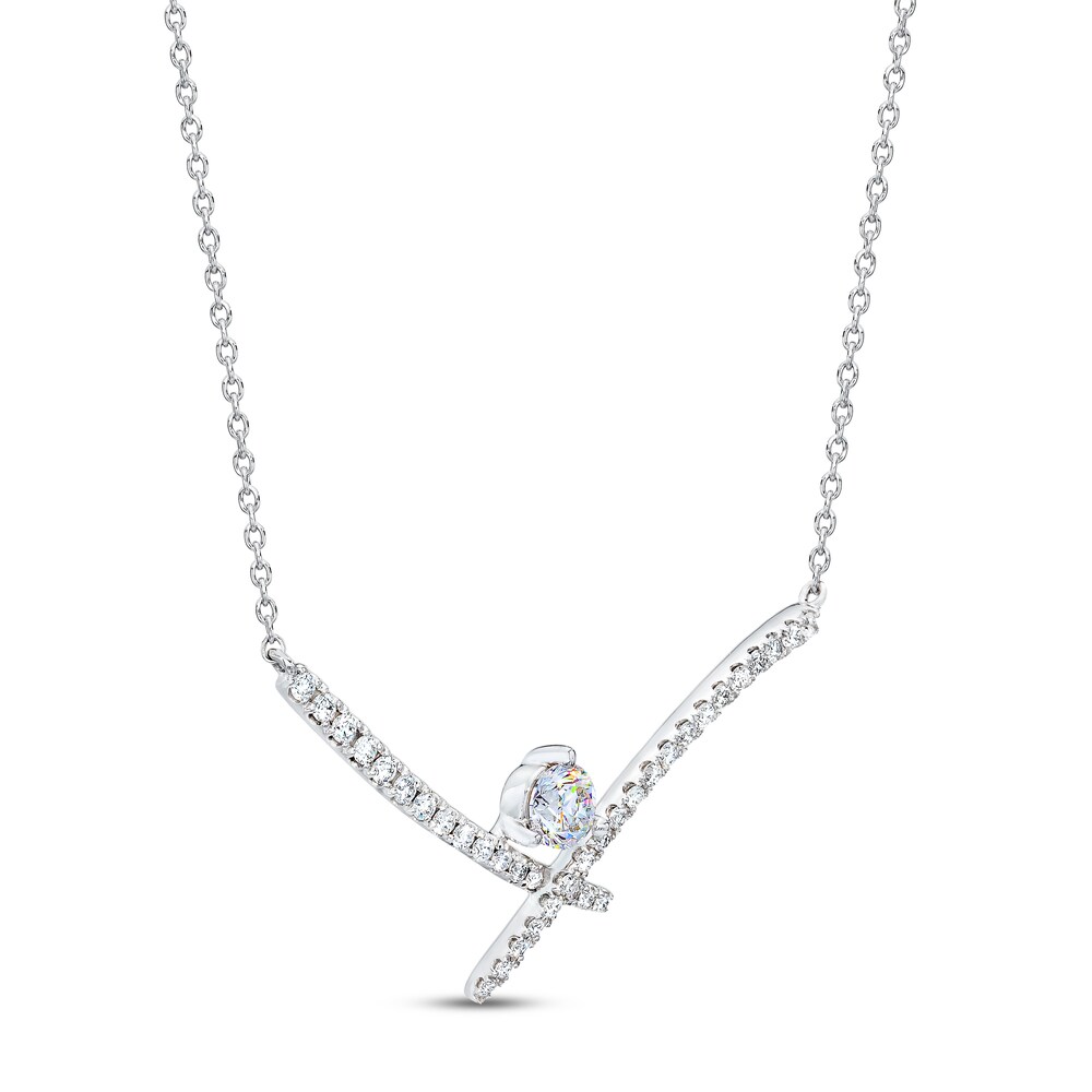 THE LEO First Light Diamond Necklace 5/8 carat Round 14K White Gold bBF6fyFB