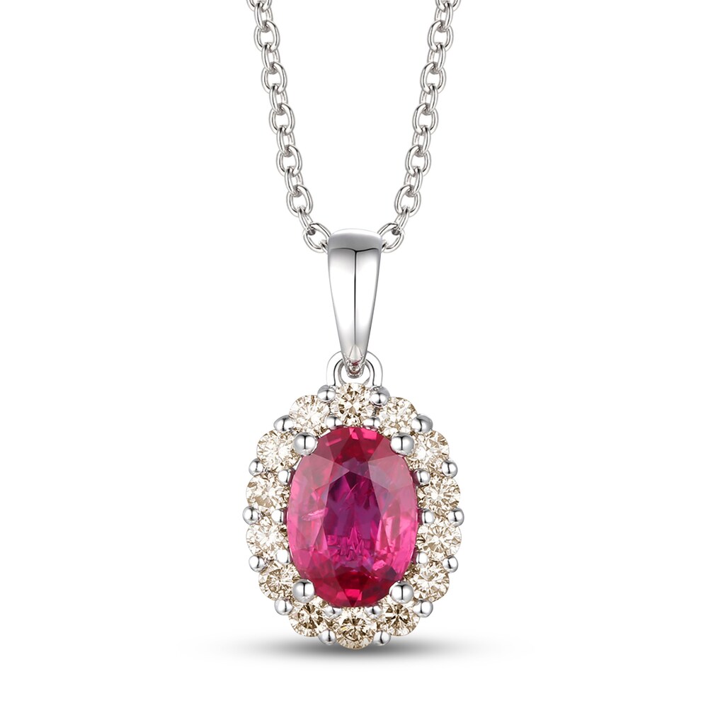 Le Vian Natural Ruby Necklace 1/4 ct tw Diamonds 14K Vanilla Gold bE7k1X6z