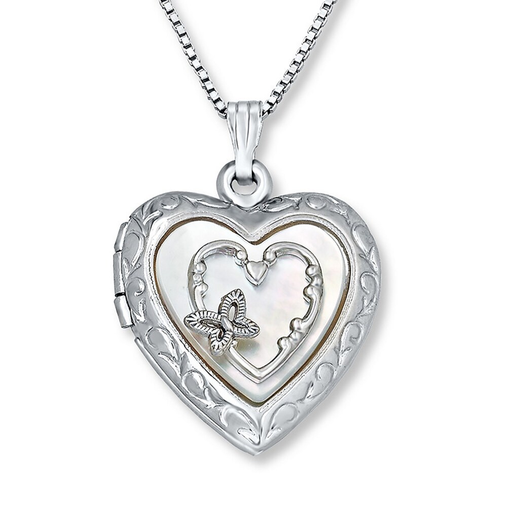 Butterfly Heart Locket Mother-of-Pearl Sterling Silver bFuYGXa1 [bFuYGXa1]