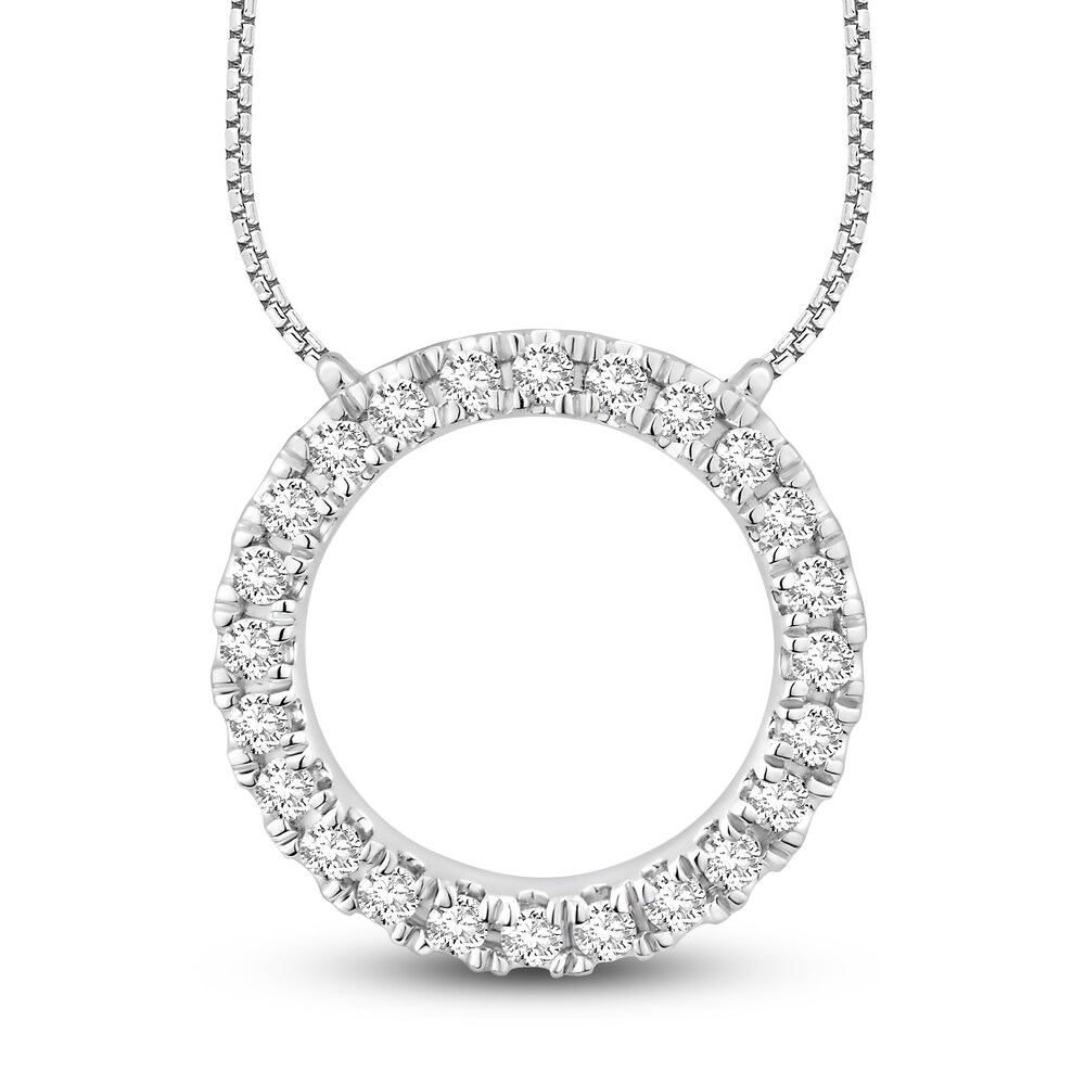 Diamond Circle Necklace 1/5 ct tw Round 10K White Gold bTWYu9FM [bTWYu9FM]