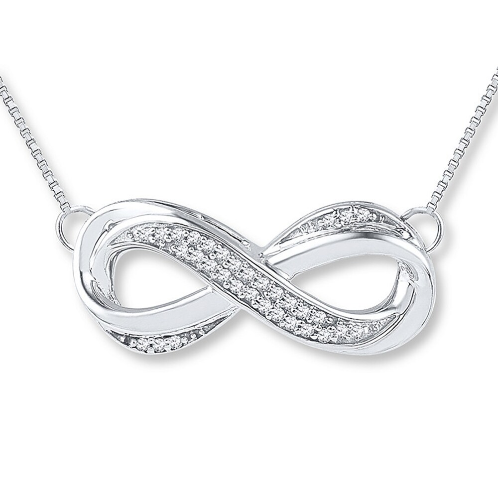 Diamond Infinity Necklace 1/10 ct tw Round-cut Sterling Silver bUEBXLVx