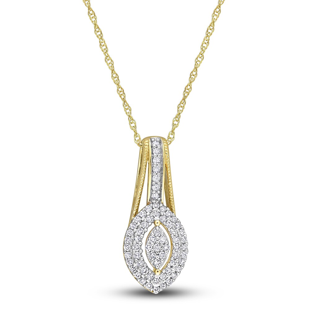Diamond Marquise Necklace 1/4 ct tw Round 10K Yellow Gold 17" baOhe4p0