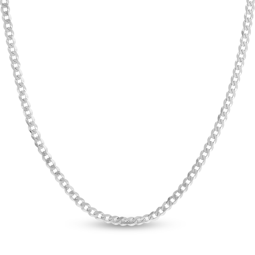 Light Cuban Link Necklace 14K White Gold 18" bfL292oY